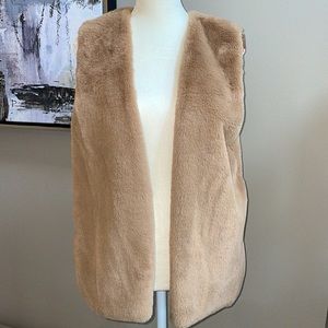 Faux Fur Petite Small Tan Vest